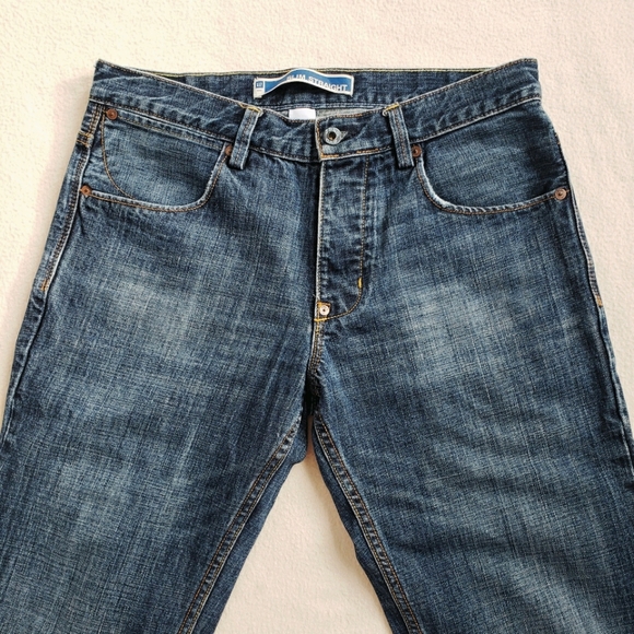 Men's Slim Straight 100% Cotton Blue Jeans - Picture 2 of 11